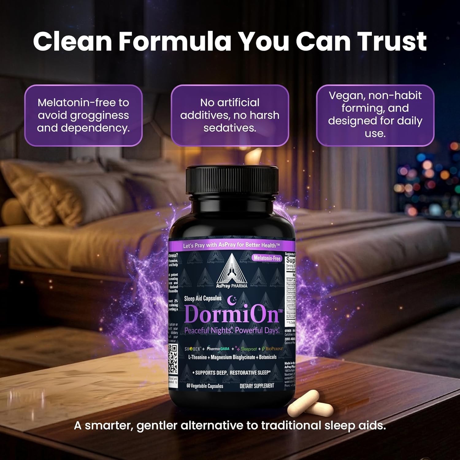 DormiOn™ Sleep + Restore + Stress Supplement – Melatonin-Free Non-Habit – 60ct.