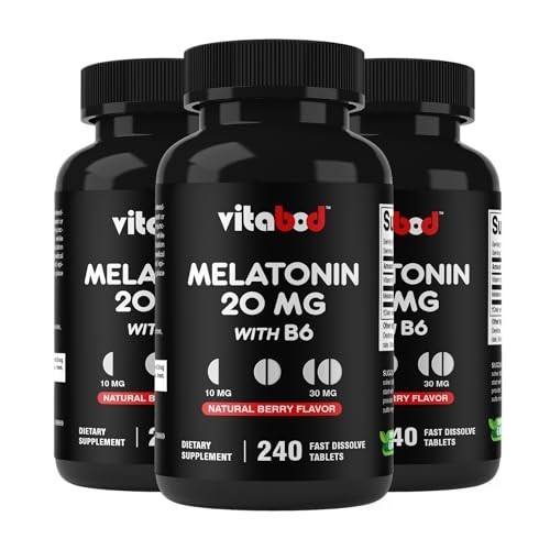 Vitabod Melatonin 20 mg Fast Dissolve Tablets Natural Berry Flavor 240 Count