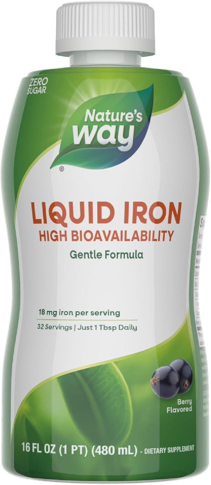 Nature’S Way Liquid Iron Supplement, 18 Mg per Serving, Berry, 16 Fl Oz | Gentle