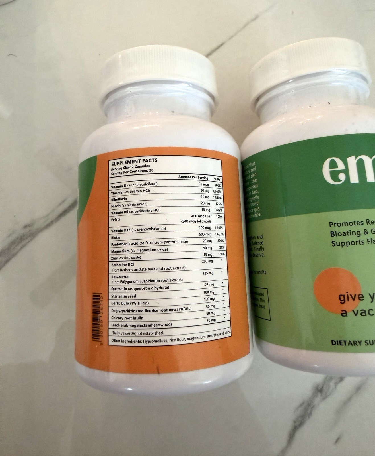 2 PACK Emma Gut Health Supplement – 60 Cap -Relief from Gas & Bloating Exp 11/27