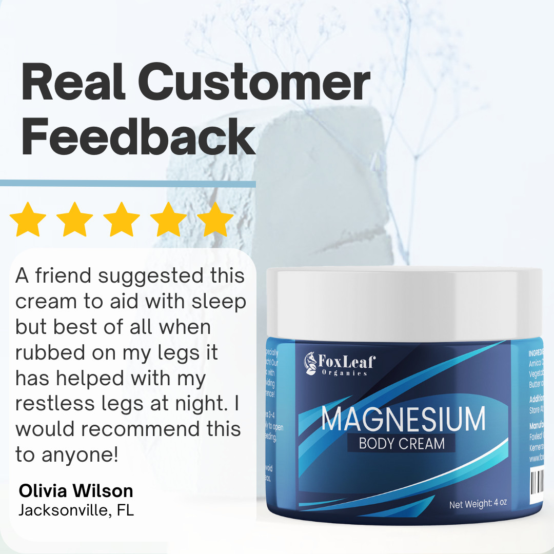 Magnesium Cream – Support for Sleep, Leg Cramps, Joints, & Muscle Soreness