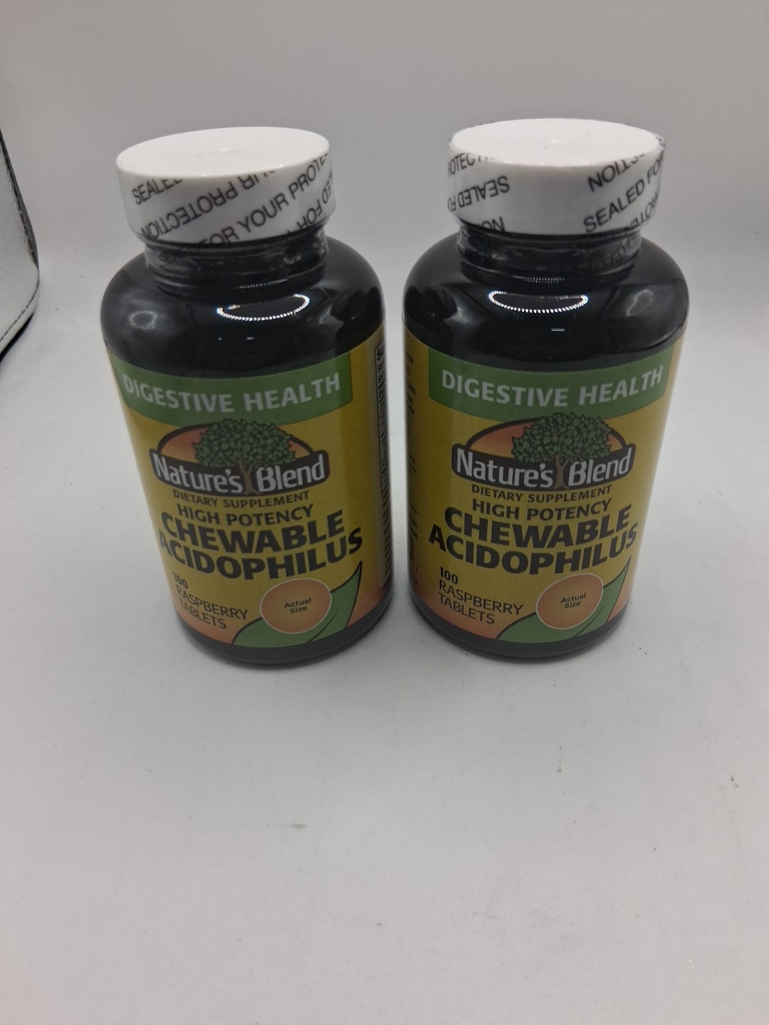 2x Nature’s Blend Acidophilus Chewable Raspberry Tablets 100ct. Ea.Exp:02/2028
