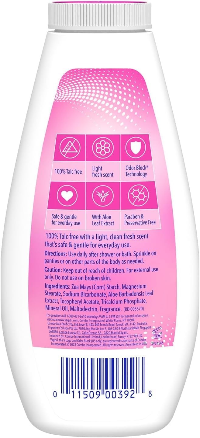 Vagisil Odor Block Deodorant Powder for Women, Helps to 8 Ounce (Pack of 1)