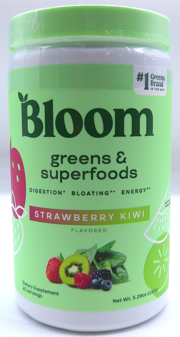 Bloom Greens & Superfoods, Strawberry Kiwi, 5.29 Oz., 25 Servings, Exp. 12/26