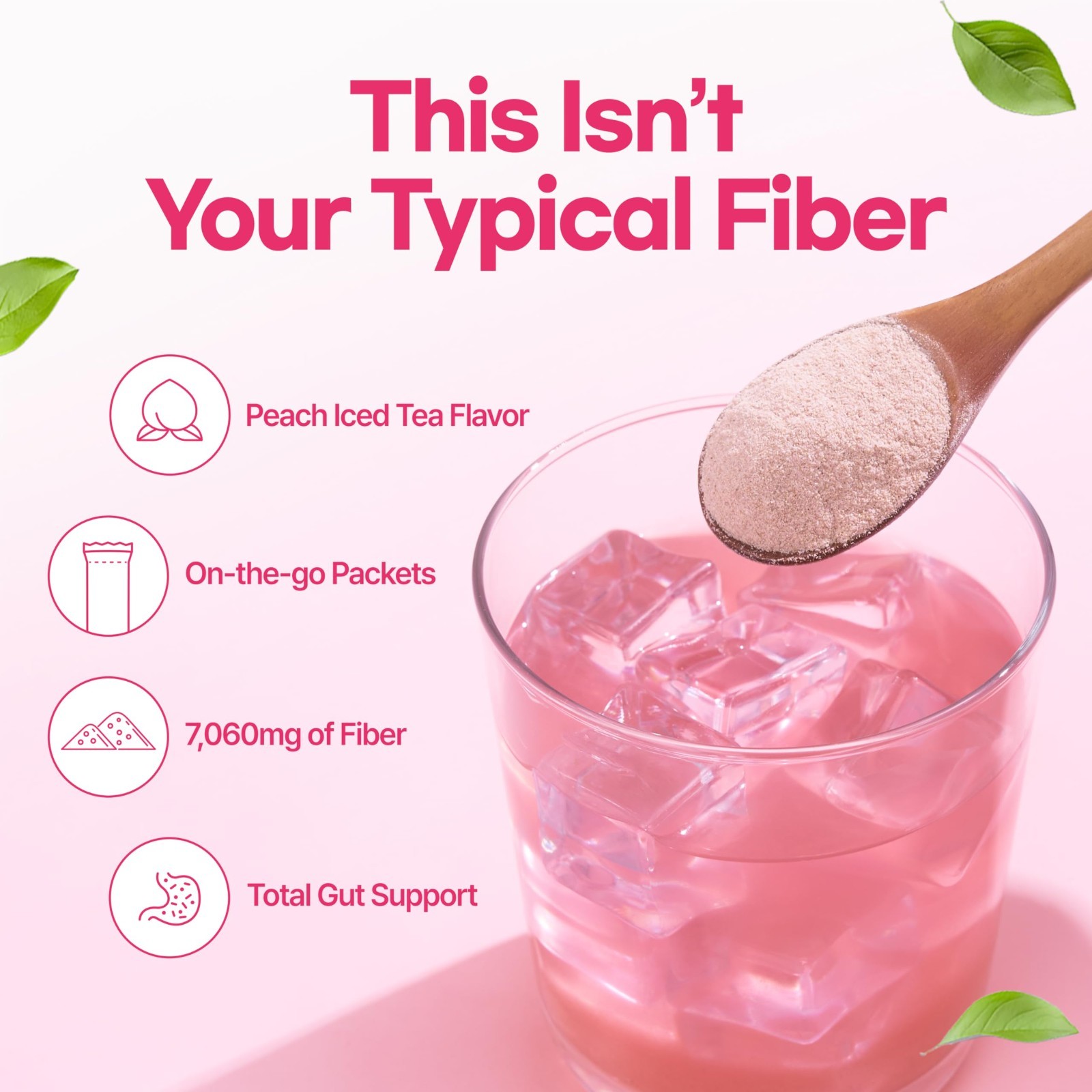 Psyllium Husk Fiber Powder – 20 Packets, Peach Flavor, Gut Health & Weight Manag