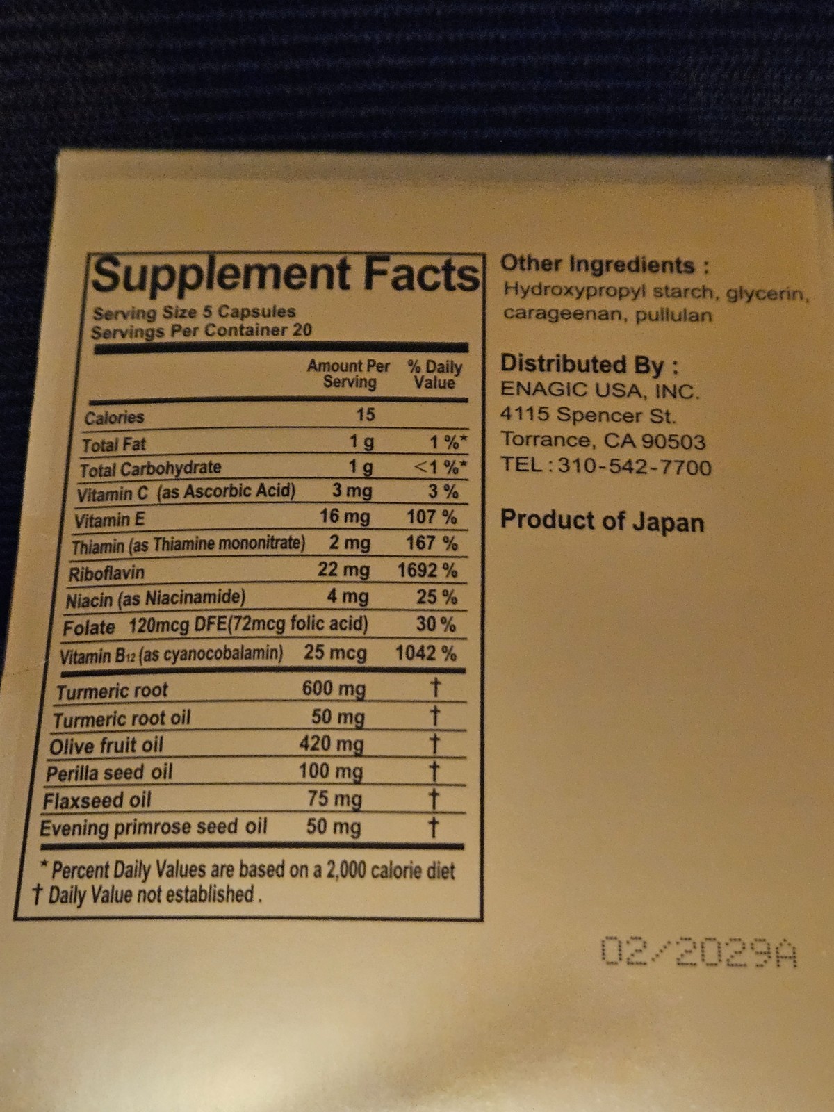 Kangen Ukon Turmeric Supplement Enagic 100 organic capsules (EXP 2029)