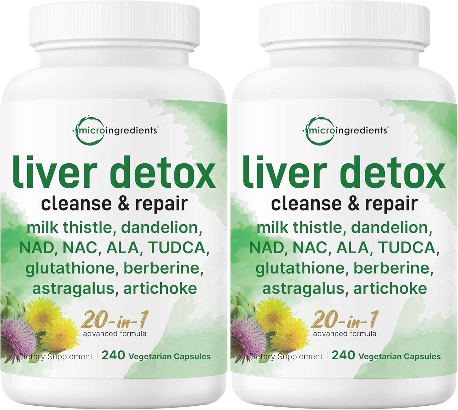 Liver Detox, 240 Veggie Capsules|20-in-1 Premium Complex Liver Cleanse & Repair