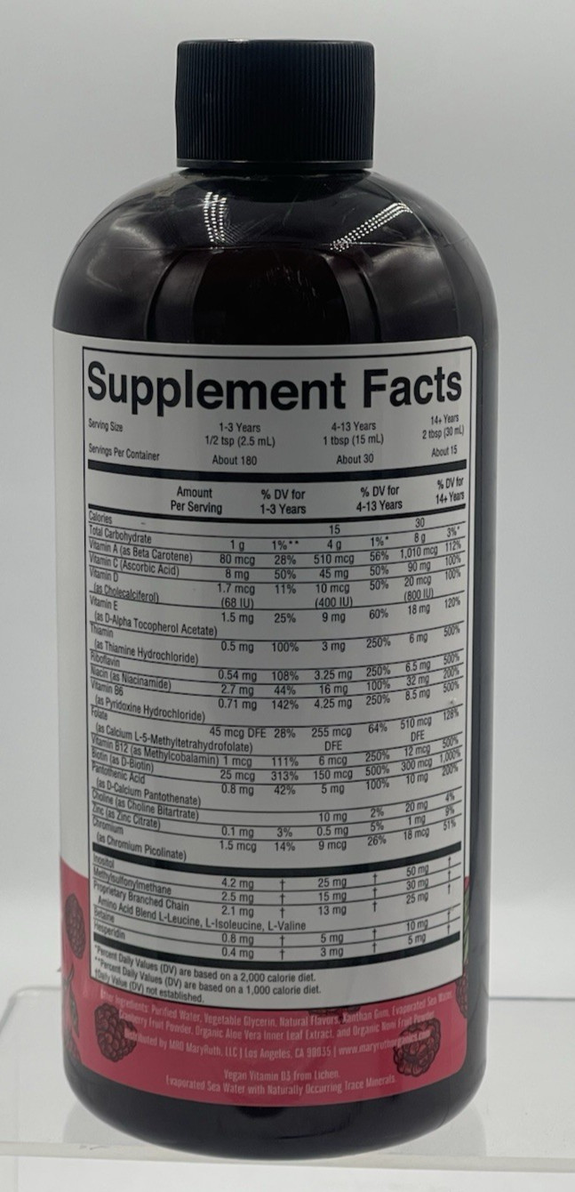 Lot of 2 MaryRuths Liquid Morning Multivitamin Raspberry 15.22oz EXP 05/27