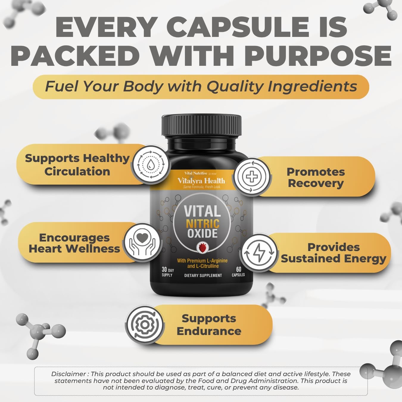 VITAL NUTRITIVE Nitric Oxide Supplement for Men LArginine LCitrulline