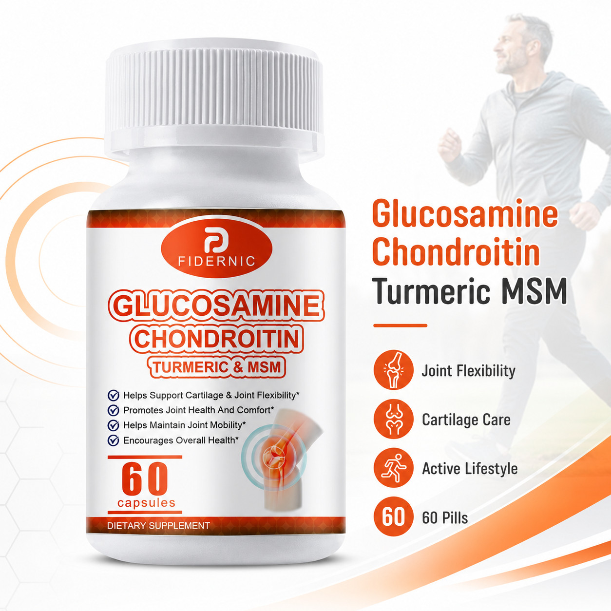 Glucosamine Chondroitin Turmeric MSM 60 Capsules Joint Support