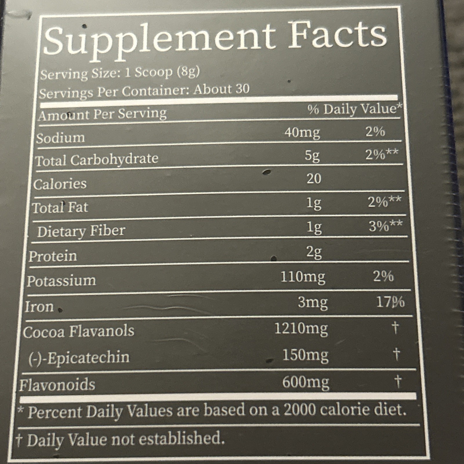 New High Flavanol Cocoa Powder Supplement 1200mg Flavanols Complex 10/27