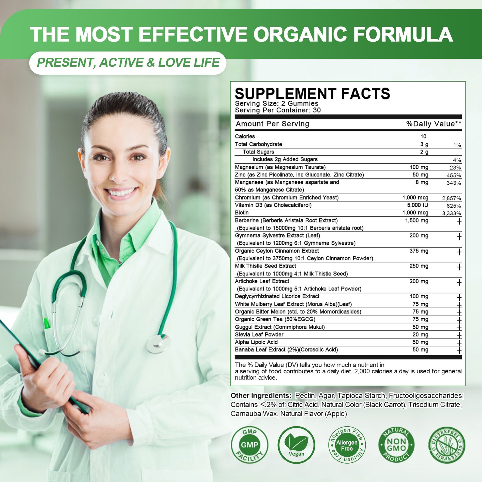 Berberine HCl with Ceylon Cinnamon & Chromium Gummies – Blood Sugar Support