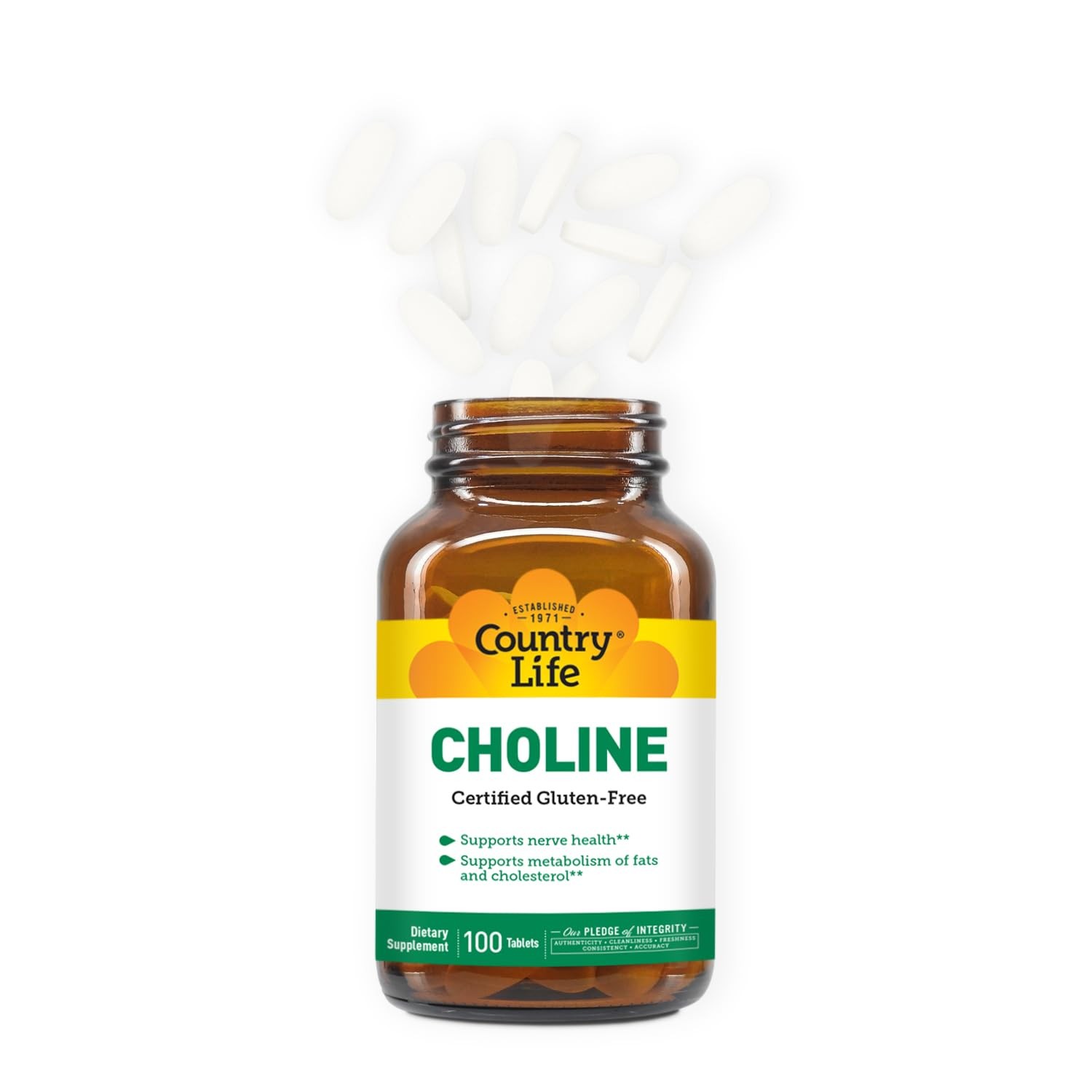 Country Life Choline 266mg, Certified Gluten Free, 100 Count (Pack of 1)