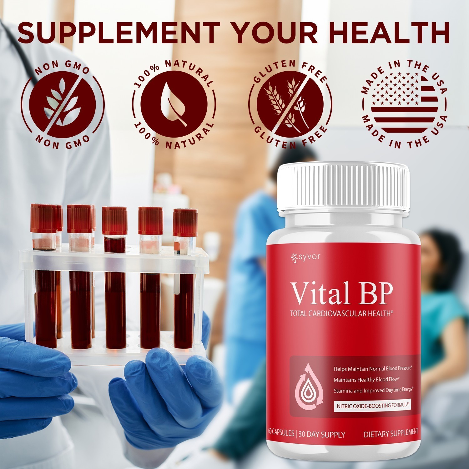 1-3 Pack Vital BP Advanced Blood Support Vitamin Formula VitalBP 60 Capsules US