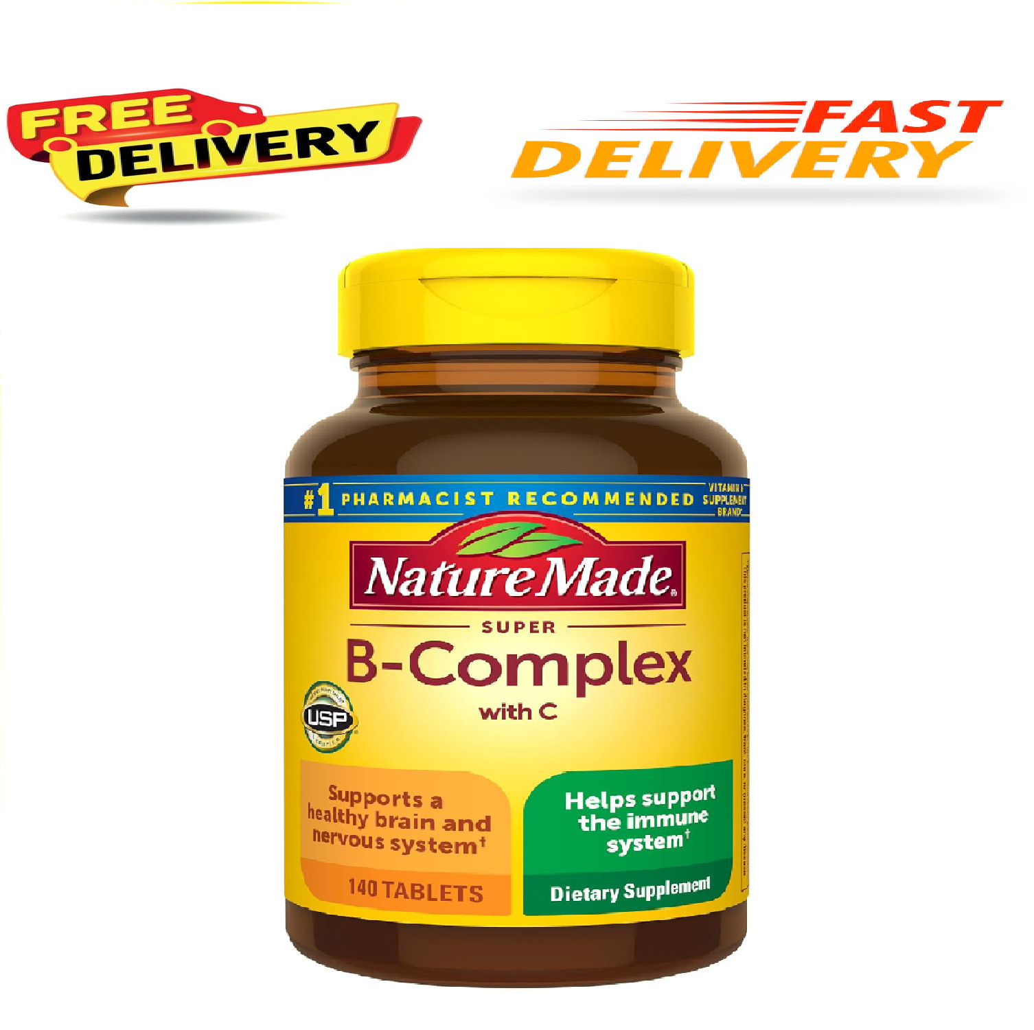 Nature Made Super B Complex with Vitamin C and Folic Acid 140 Tablets, 140 Day