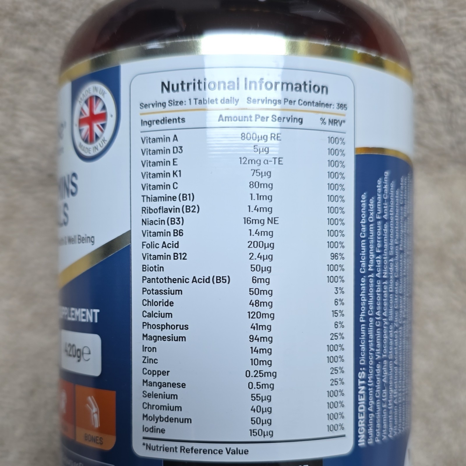 Prowise Healthcare Multivitamin 365 Vegan Tablets GMO Free 1 Daily 420g
