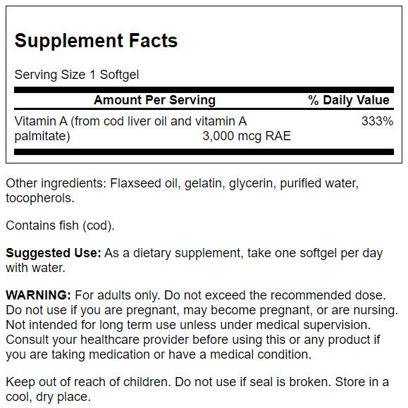 Swanson Vitamin a 10,000 Iu 250 Softgels