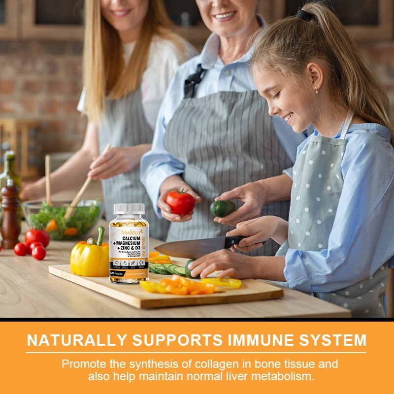 Magnesium Zinc Vitamin D3 Calcium 1000MG Complex (60/120 Caps)-High Absorption