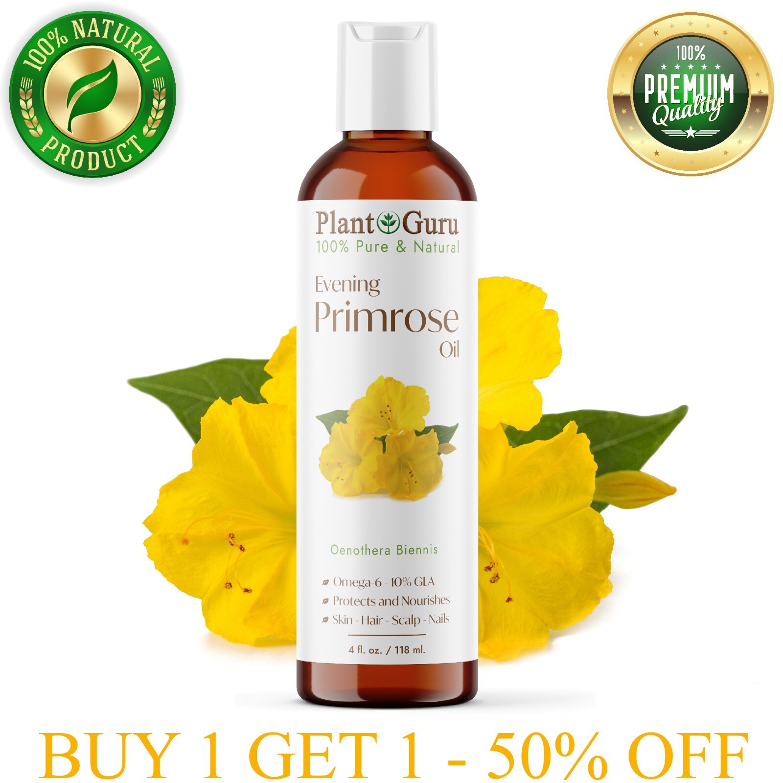 Evening Primrose Oil 4 oz. Cold Pressed 100% Pure Natural Organic Refined