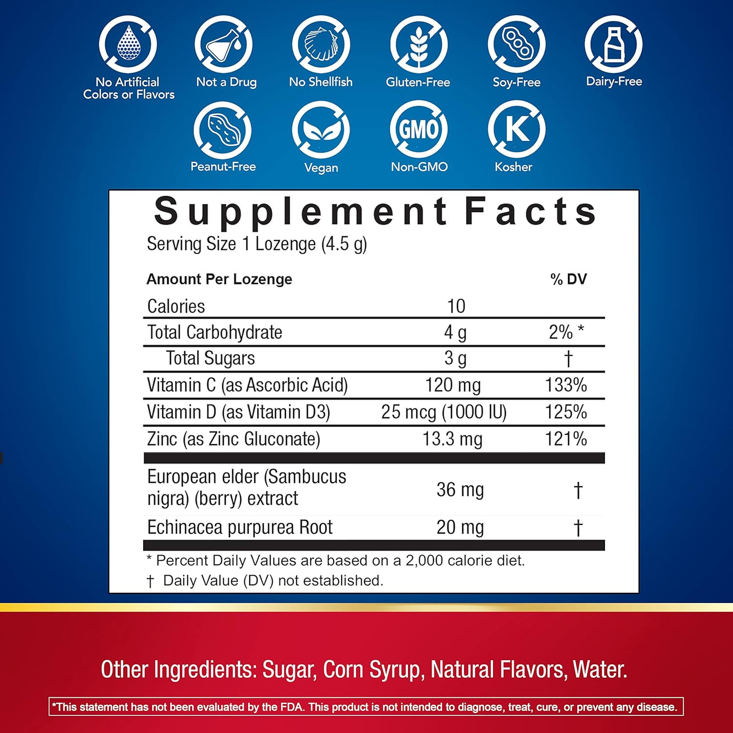 Defend-Eeze Immune Support Dietary Supplement Lozenges, 100% Daily Value of Zinc