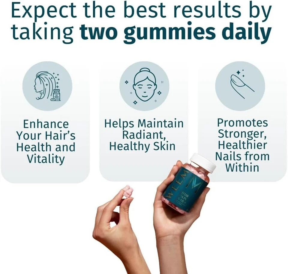 WEEM Hair Skin Nails Supports Gummies – and Healthy Hair – Vegan biotin Vitamins