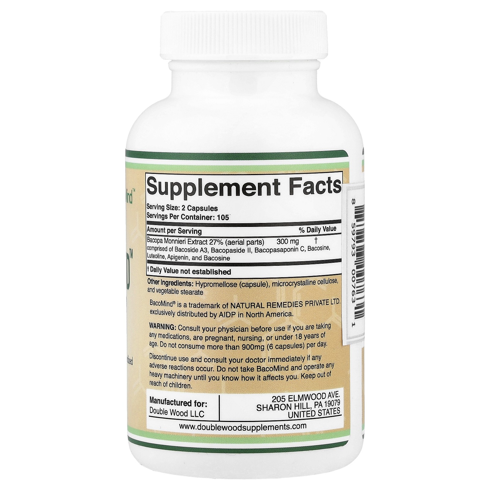 BacoMind™, 210 Capsules (150 mg per Capsule)