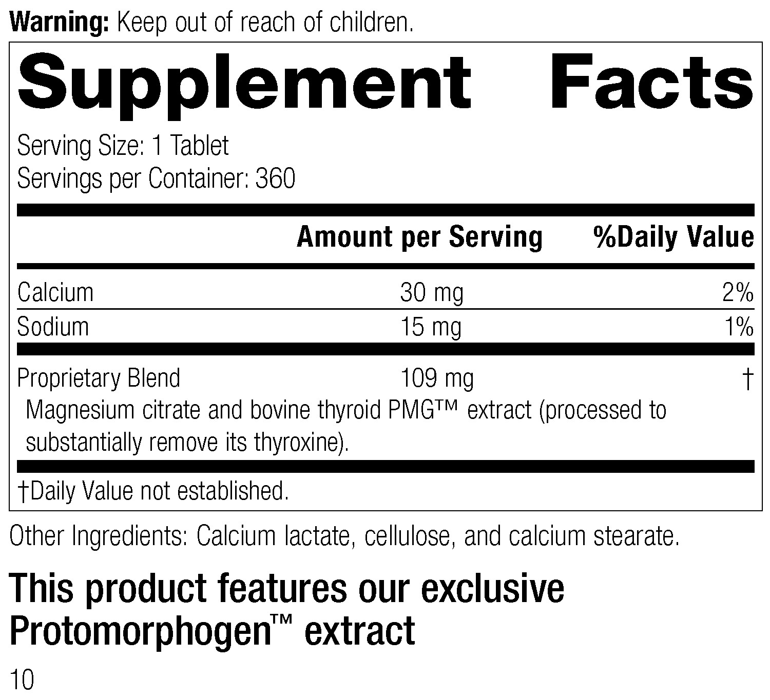 Standard Process – 8030 Thytrophin PMG – 360 Tablets NO BOX