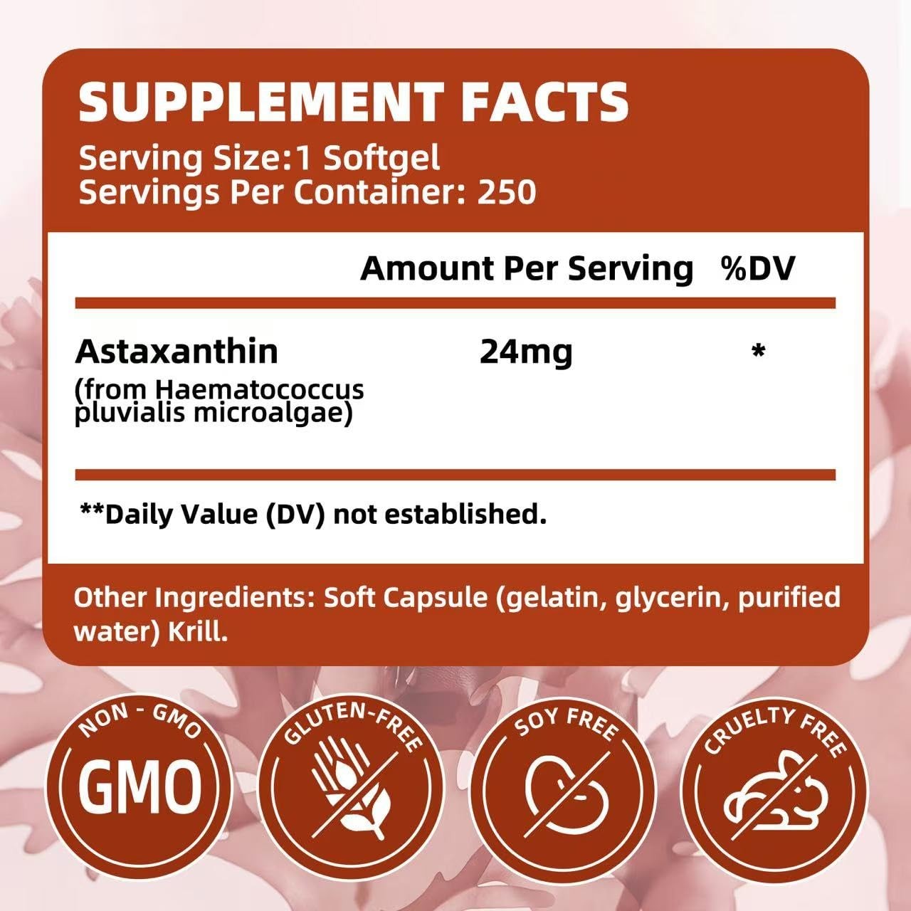 ALLBIZ Astaxanthin 24mg | 250 Softgels | 250-Day Supply 250 Count (Pack of 1)