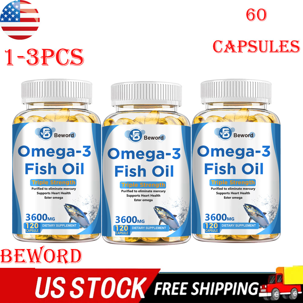 3600mg Omega 3 Fish Oil Capsules 3x Strength EPA & DHA, Highest Potency 120Pills