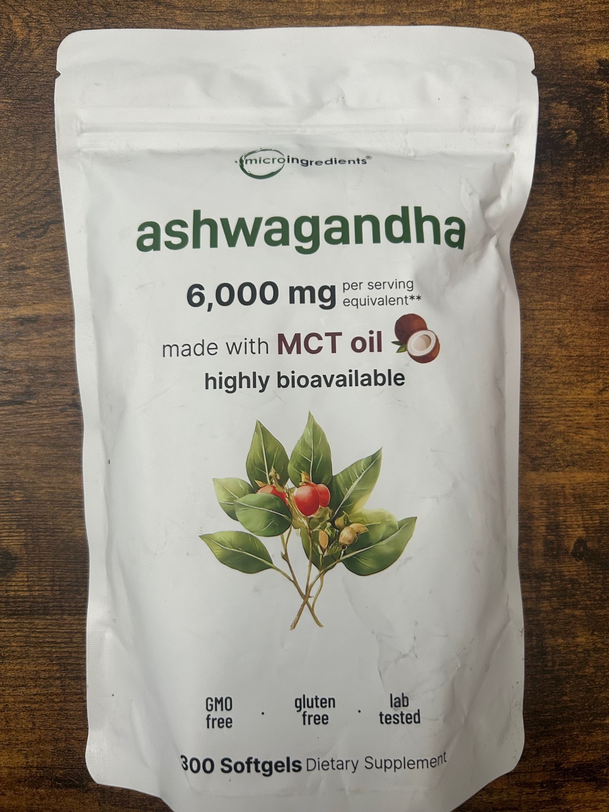 Micro Ingredients Ashwagandha Made with MCT Oil 300 Softgels Sealed Exp 02/2027
