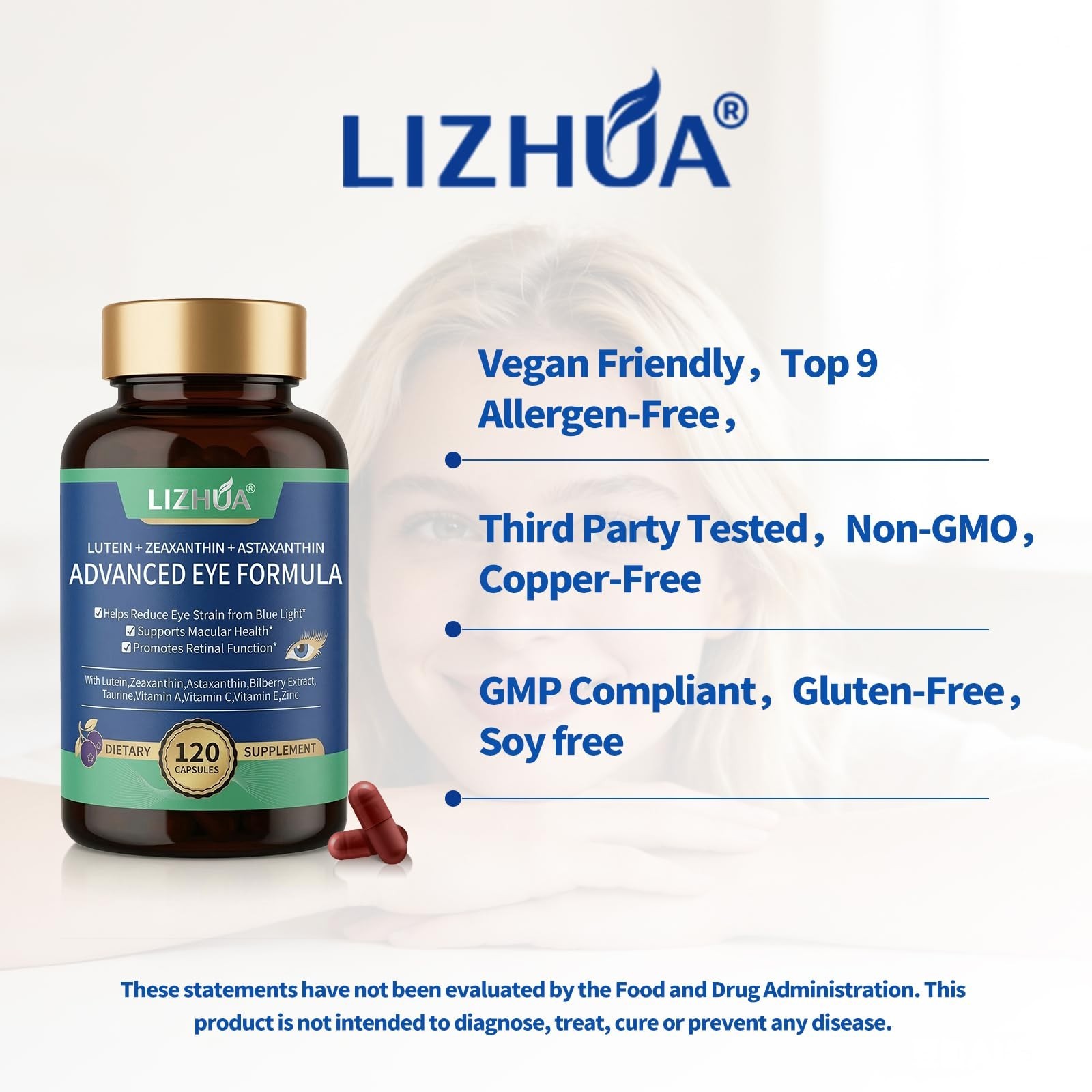 Lutein & Zeaxanthin 40mg + Astaxanthin 8mg – 120 Veggie Capsules for Eye Health