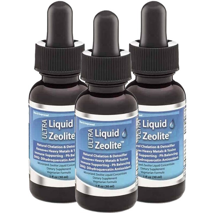 3-pak Liquid Zeolite 1oz, works FASTER than EDTA EDSA caps Powder intracellular