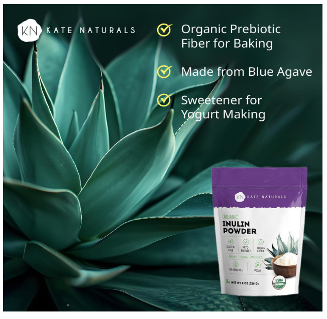 Inulin Powder Organic for Prebiotic Fiber and Gut Health. Mix Well with Coffee &