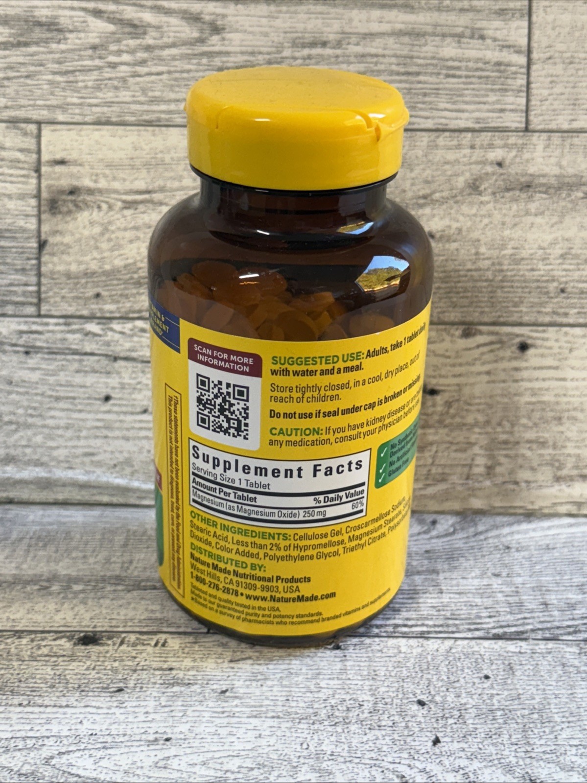 Nature Made Magnesium – 250 mg Tablets – 300 Count – Nerve, Heart, Bone Support