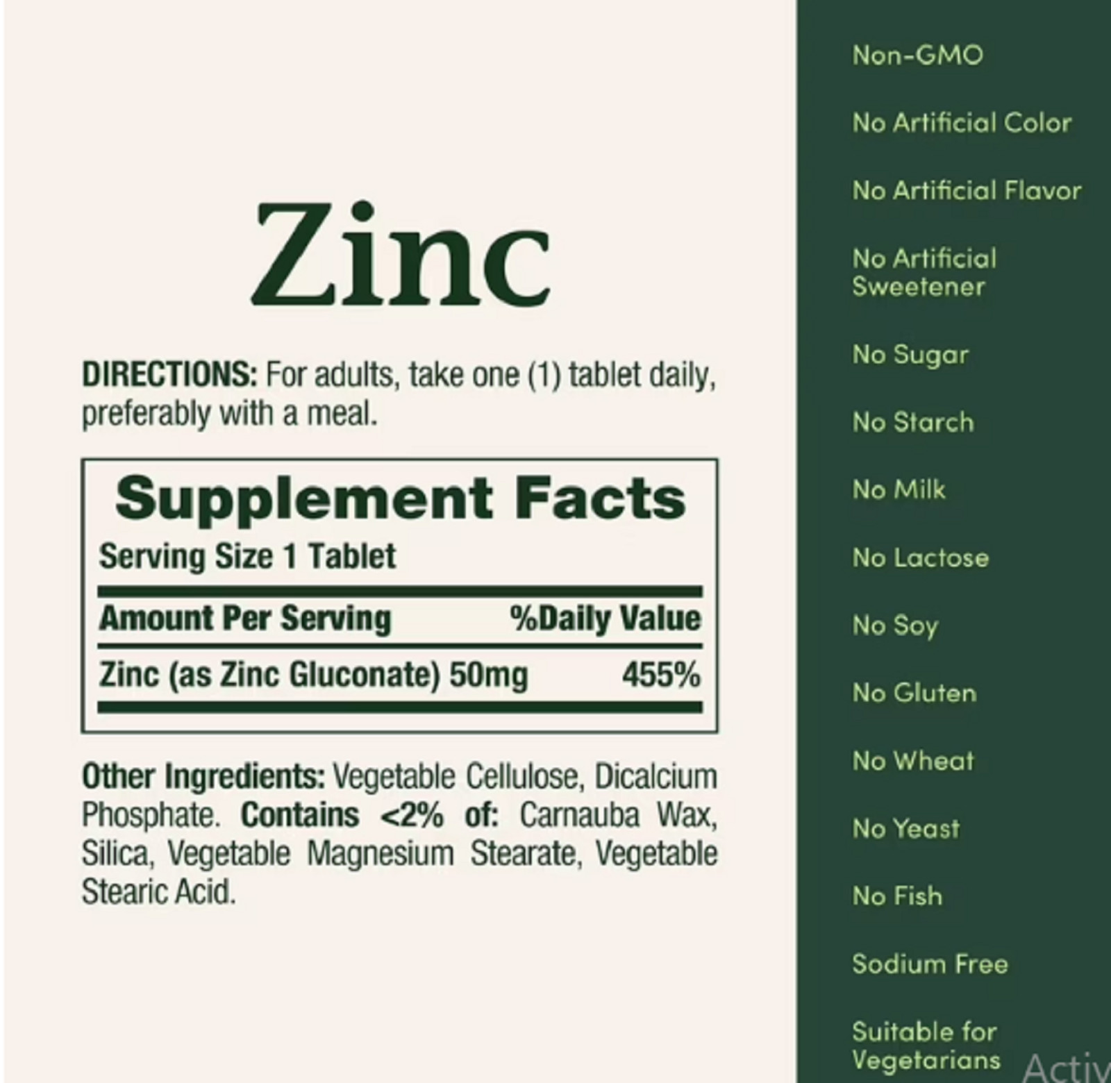 Nature’s Bounty Zinc Supports Immune Health 50mg 100 ct Caplets