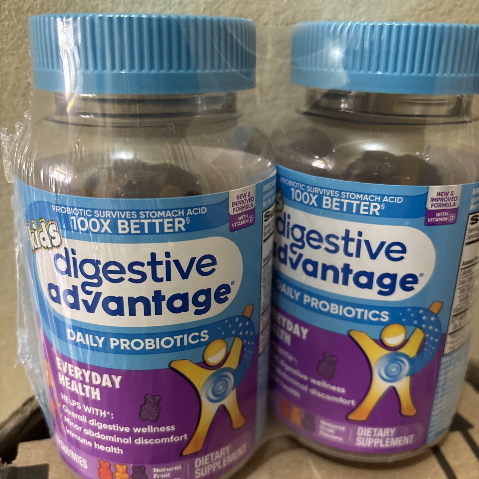 2 Pack Digestive Advantage Daily Probiotic – 60 Count Gummies Kids 12/26