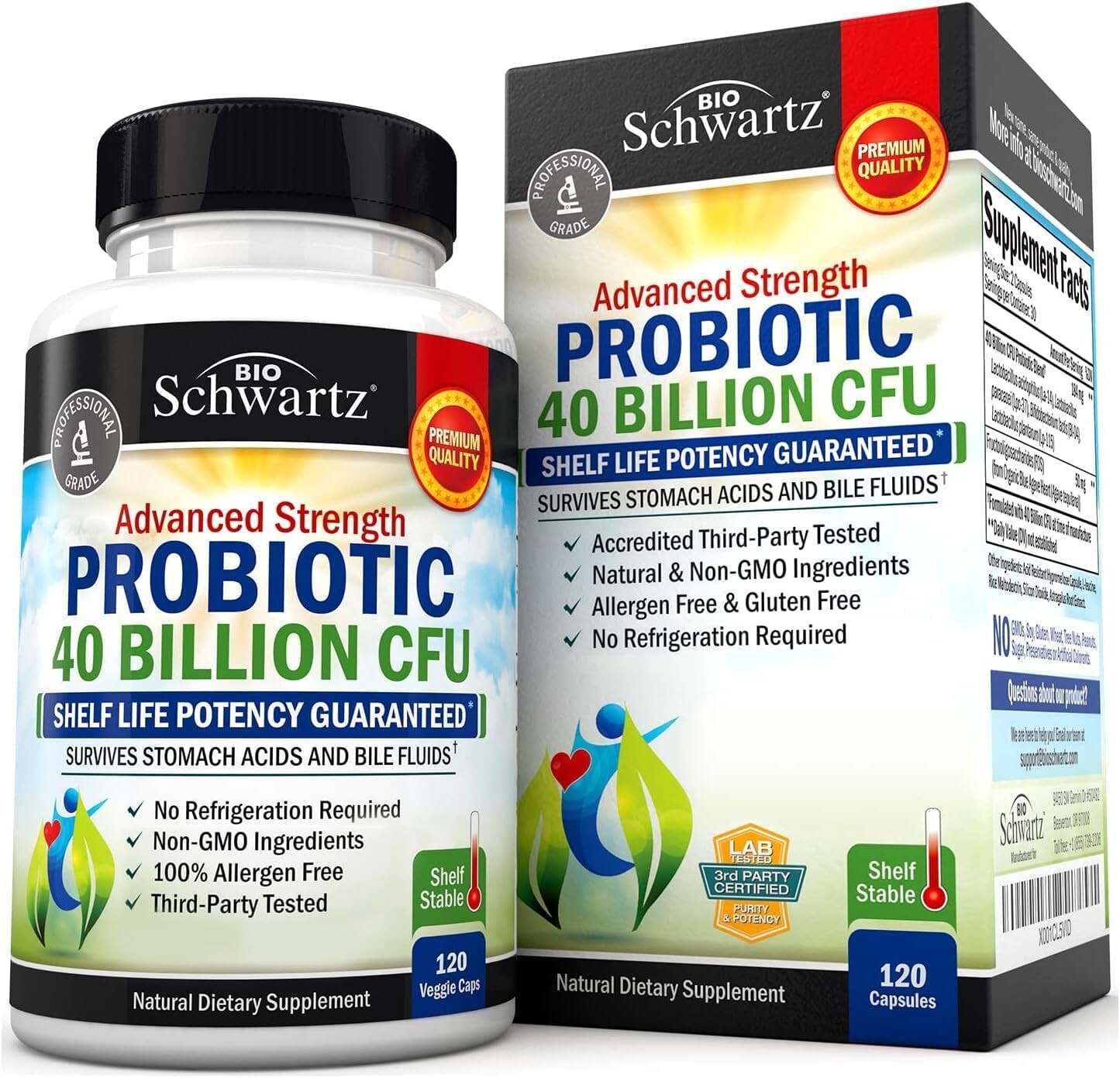 Daily Probiotic Supplement 40 Billion CFU Gut Health Complex w/ Astragalus 120ct