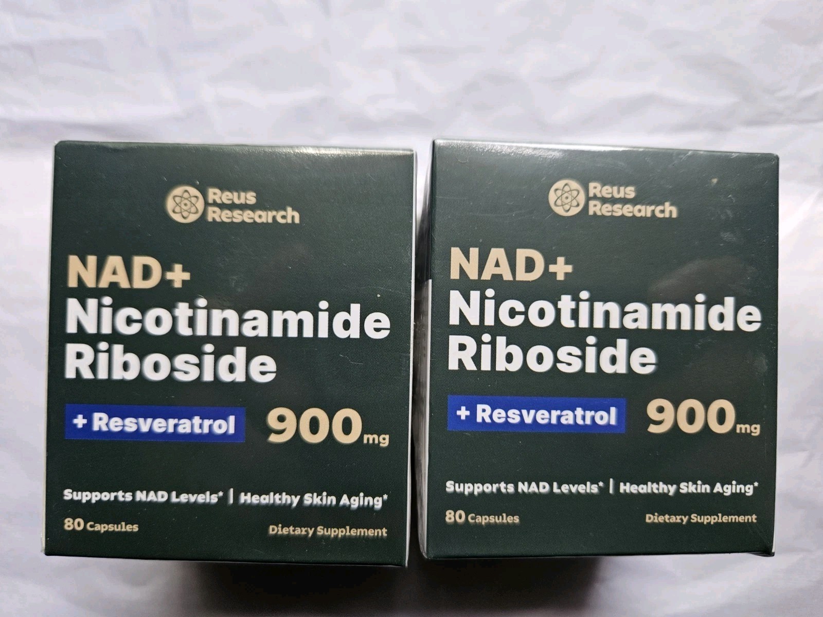 2 PACK Reus Research NAD+ Nicotinamide Riboside Resveratrol AntiAging Supplement