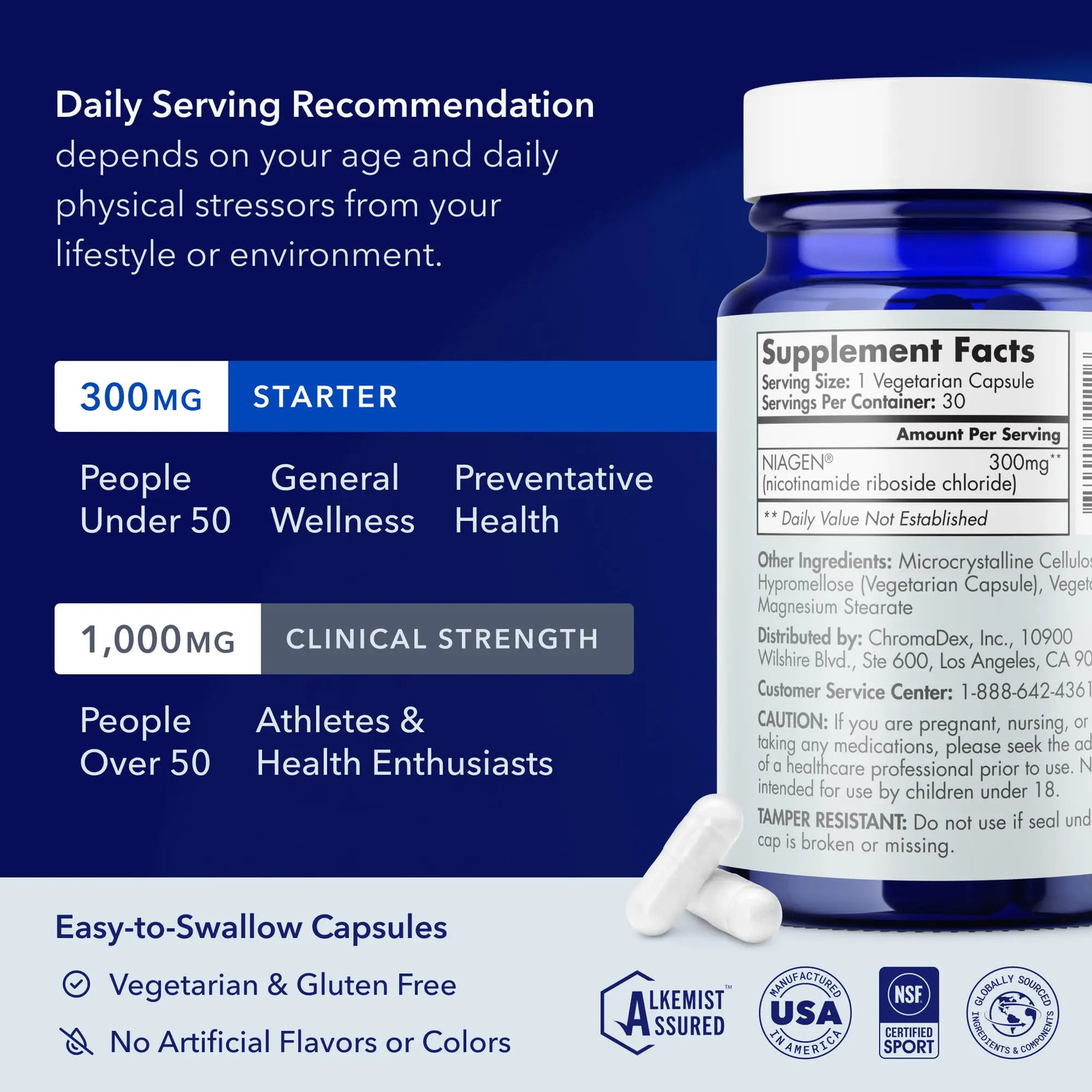 NEW 300mg TRU NIAGEN NAD Supplement Niagen for Brain Function & Anti-Aging