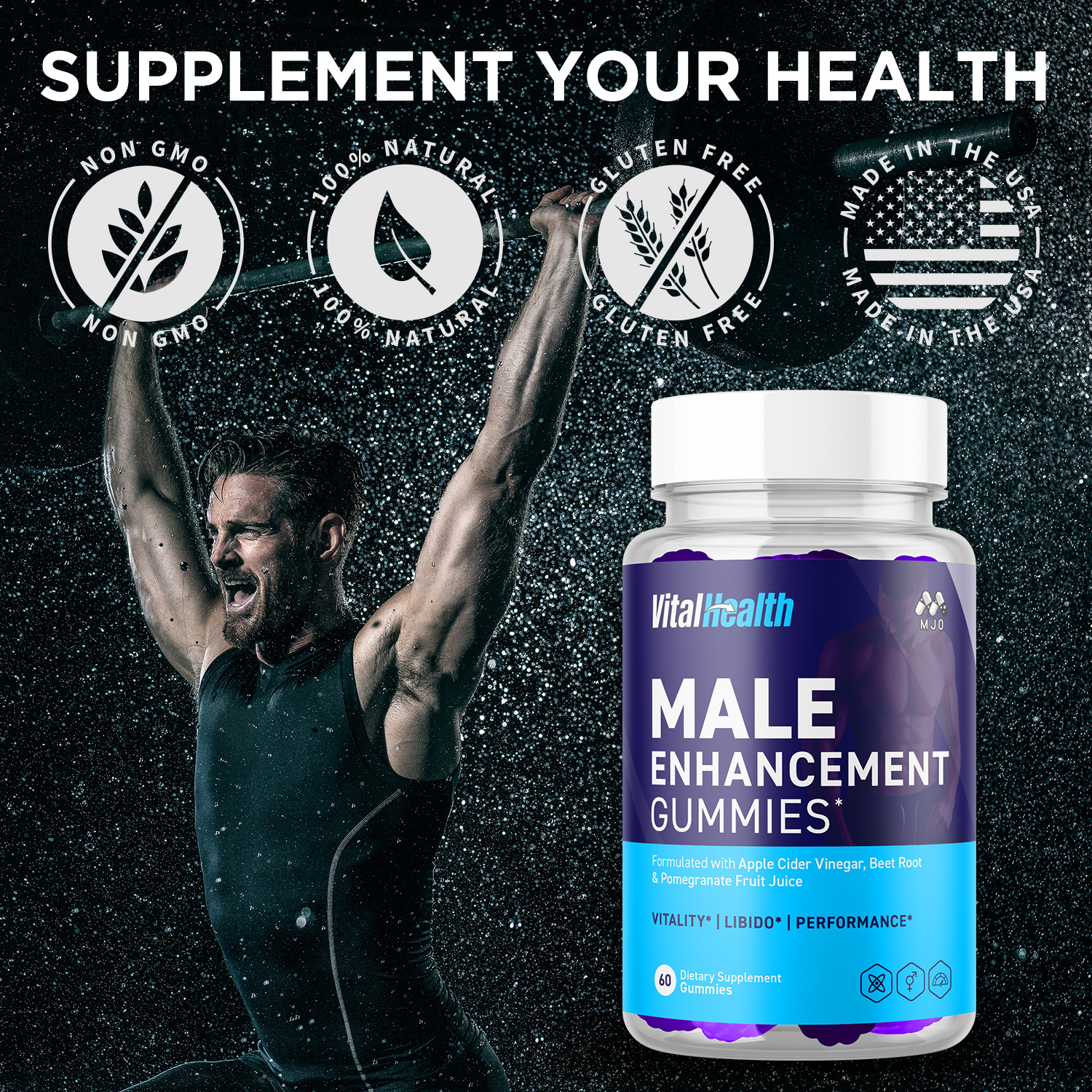 (1 Pack) Vital Health Male Gummys Advanced Max Formula VitalHealth 60 Gummies