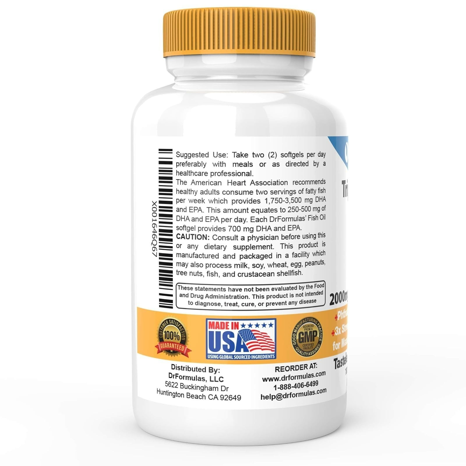 DrFormulas Triple Strength Omega 3 Fish Oil 2000mg, 180 Softgels