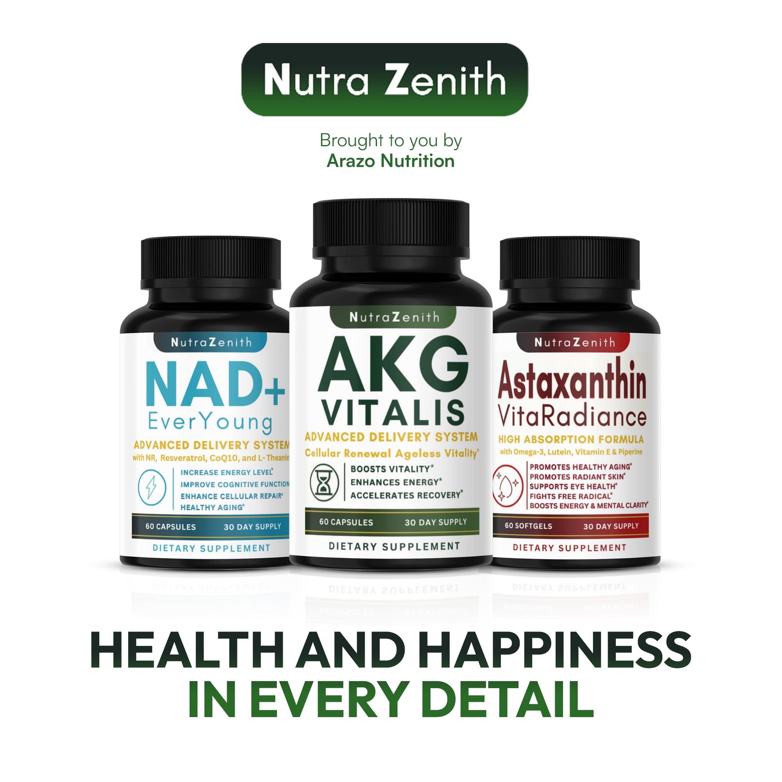 Arazo Nutrition Akg Anti-Aging Energy Boost Supplement Vitamin B6 Vitamin C
