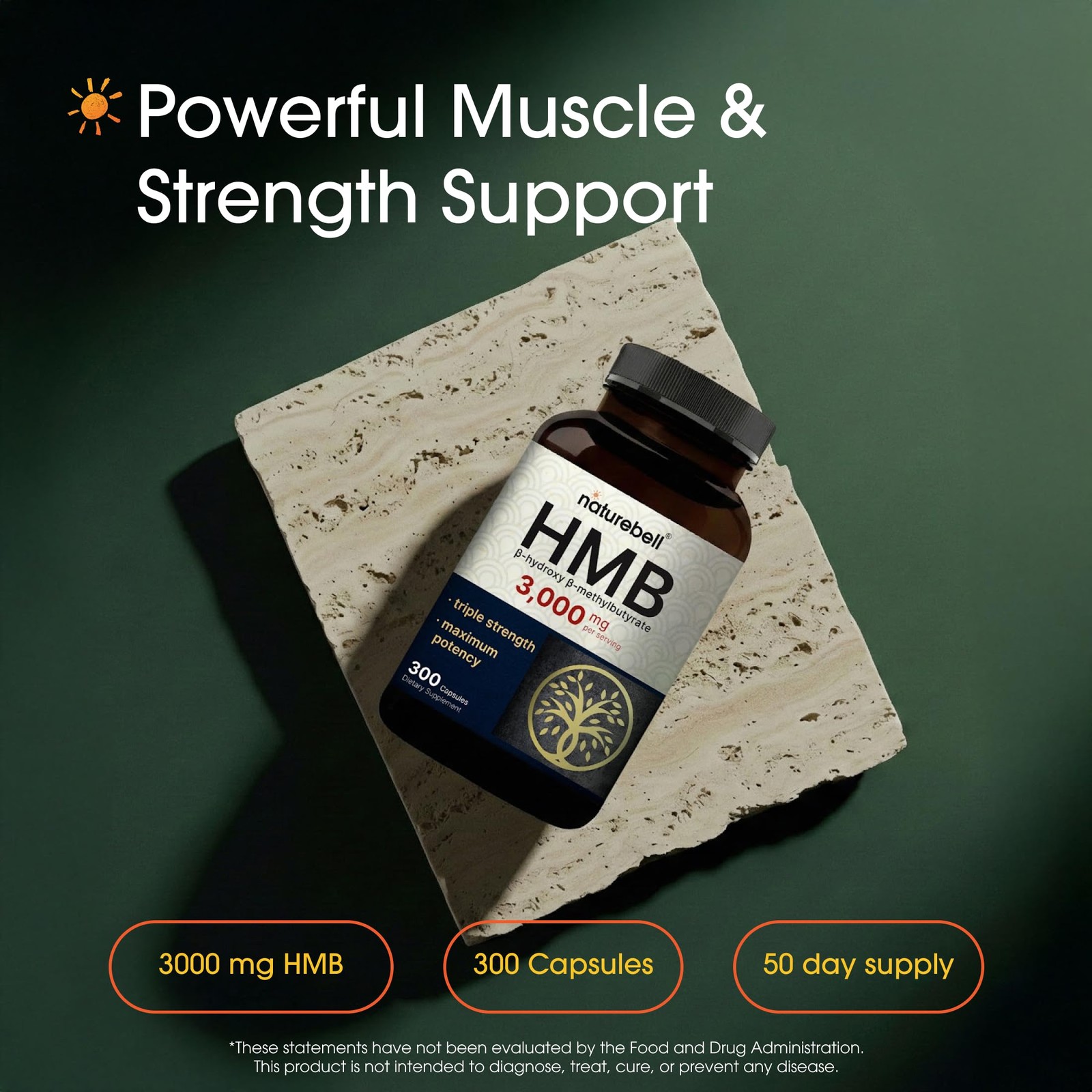 NatureBell HMB 3,000mg – 300 Capsules – Triple-Strength 300 Count (Pack of 1)