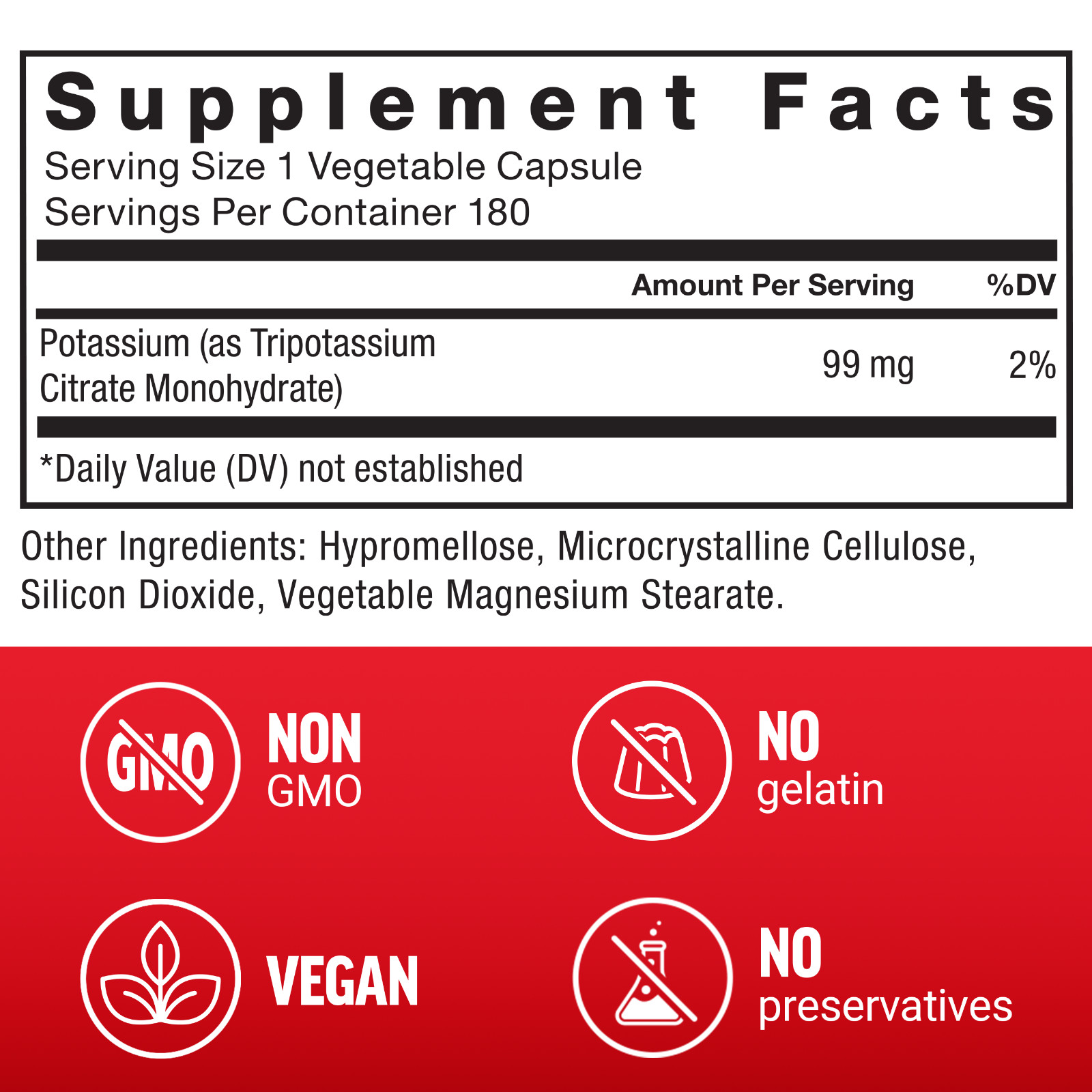 Force Factor, Potassium Citrate, 99 mg, 180 Vegetable Capsules
