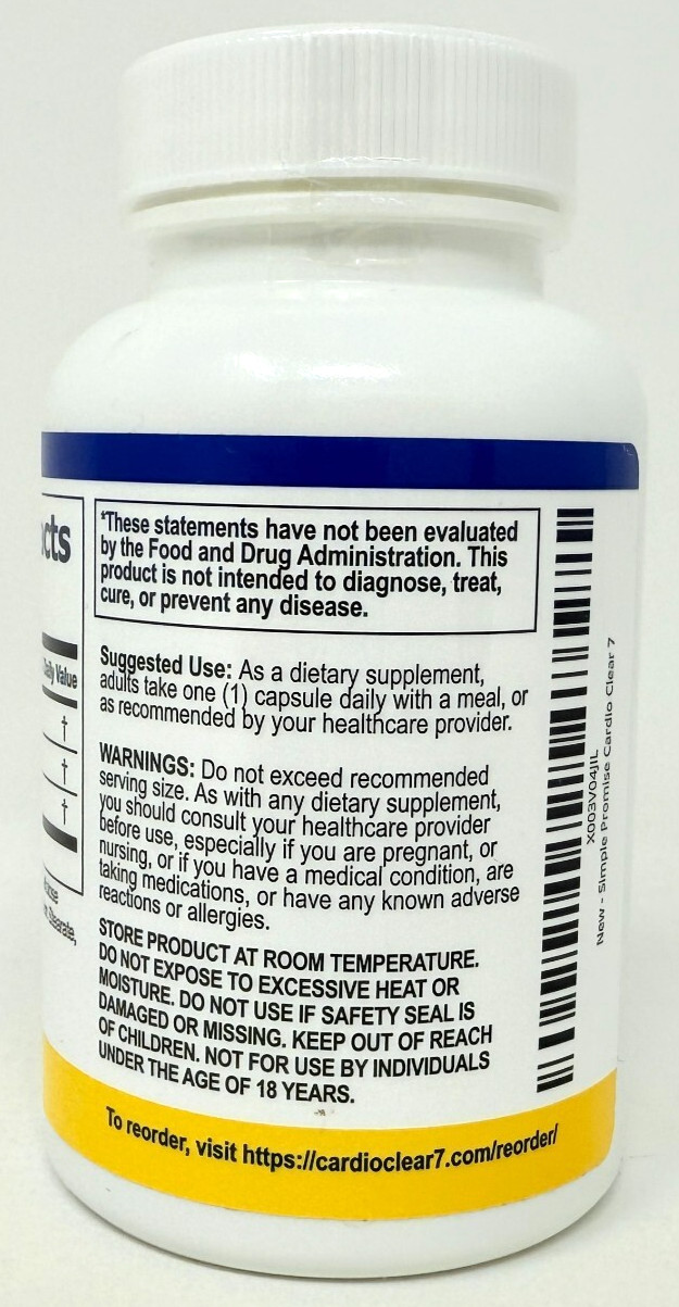 Cardio Clear 7 – 30 Capsules New/Sealed Exp 9/2026 Free Shipping!