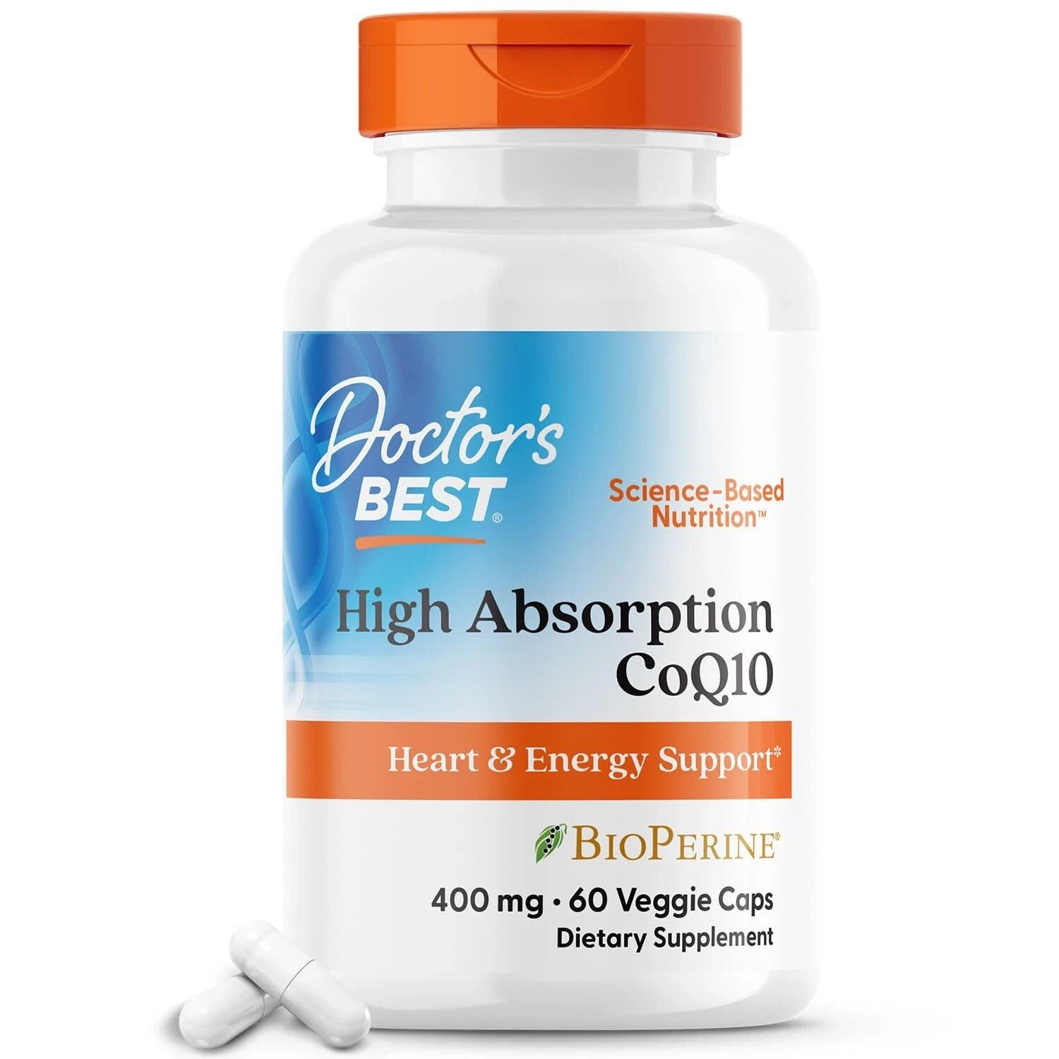 LOT OF 2 High Absorption Coq10 with Bioperine 400 mg Doctor’s Best 60 Veg Caps