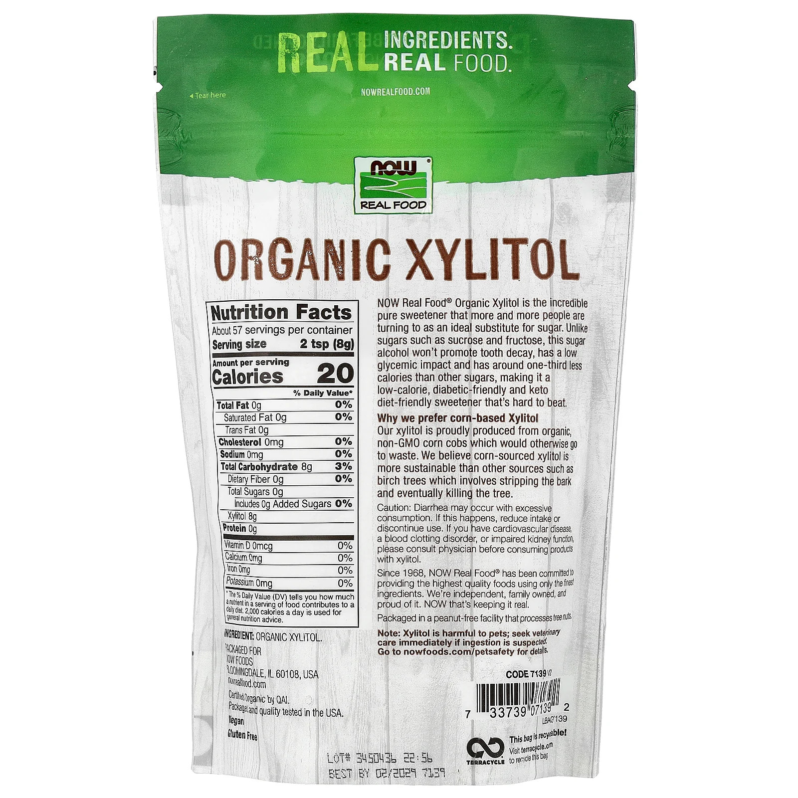 Real Food, Organic Xylitol, 1 lb (454 g)