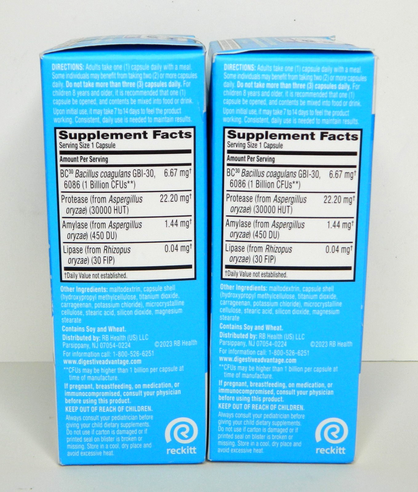 2 Digestive Advantage Probiotics + Intensive Bowel Support 32 Capsules Exp 11/26