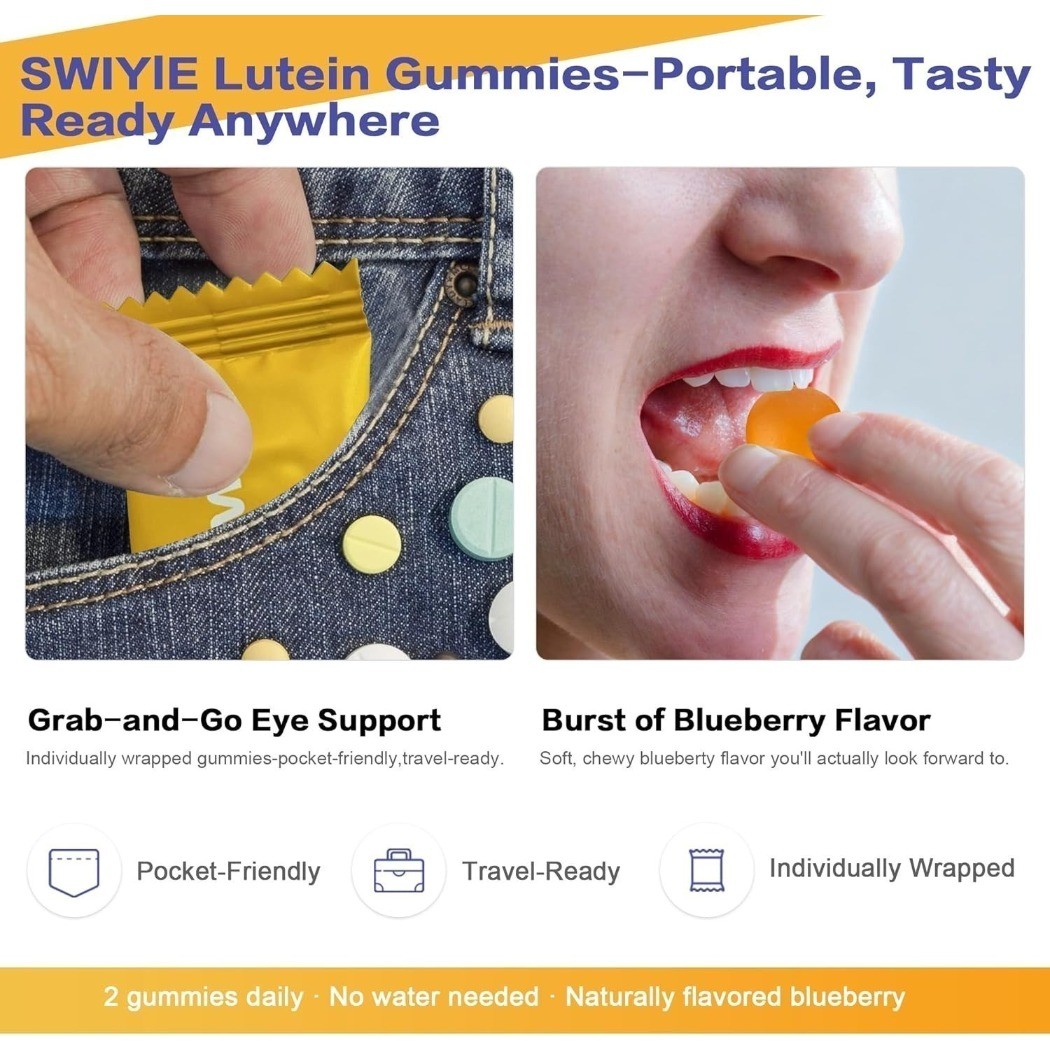 1 – 3 Pack SWIYIE Lutein Gummies with Lutein & Zeaxanthin 60 Gummies NEW