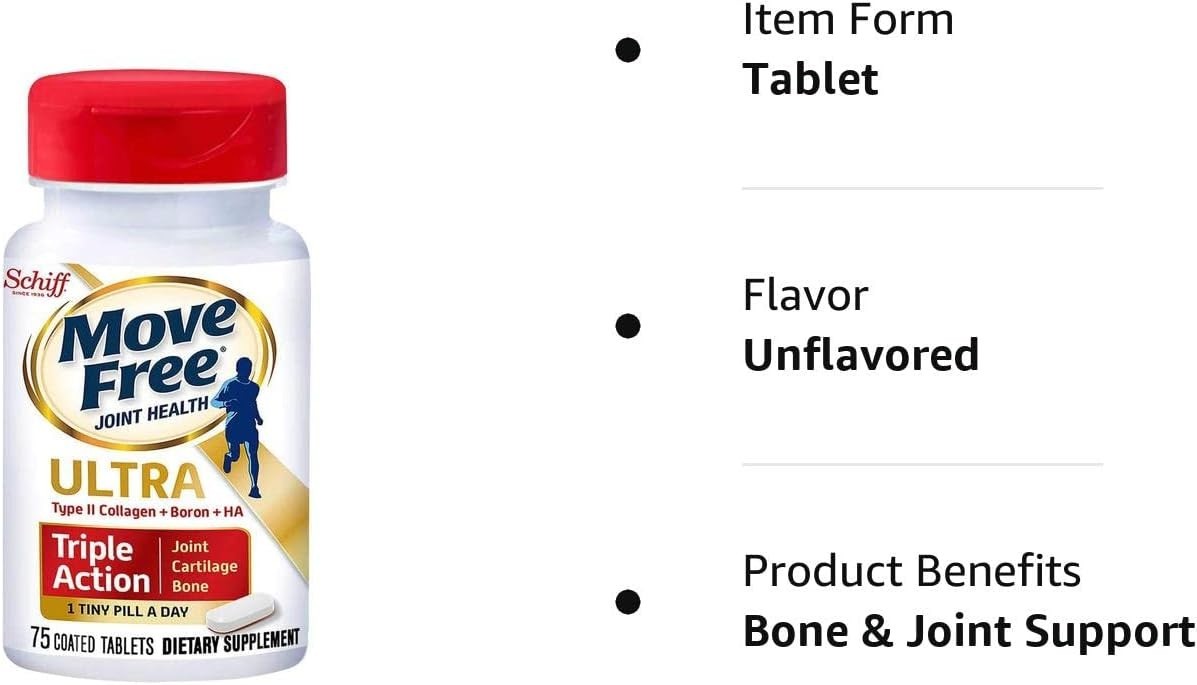 Schiff Move Free Ultra Triple Action Joint Supplement, 75 Tablets, EXP 12/2027